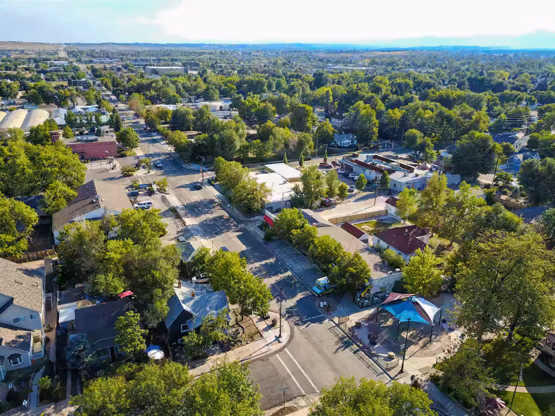 The Old Town Louisville street grid seen from the air